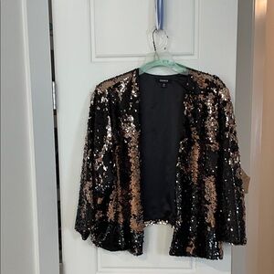 Torrid Black and Gold Sequin Jacket